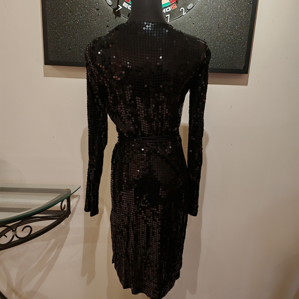 Michael Kors Black Sequin Wrap Dress - size XS or S - Picture 11 of 14